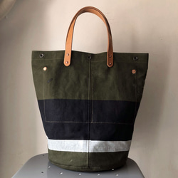 British Army vintage canvas round bottom tote bag 692 第2張的照片