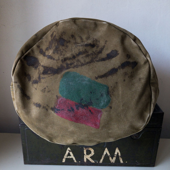 British Army vintage canvas round bottom tote bag 697 第4張的照片