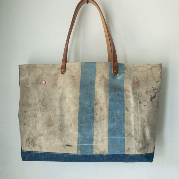 VTG UK military vintage canvas remake tote bag IND722 第2張的照片