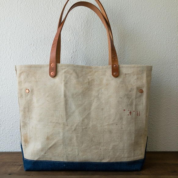 40’s or 50’s USN vintage canvas remake open top tote IND723 第2張的照片