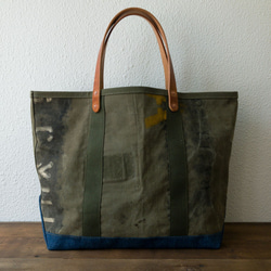 50’s U.S Army vintage canvas remake open top tote bag IND725 第1張的照片