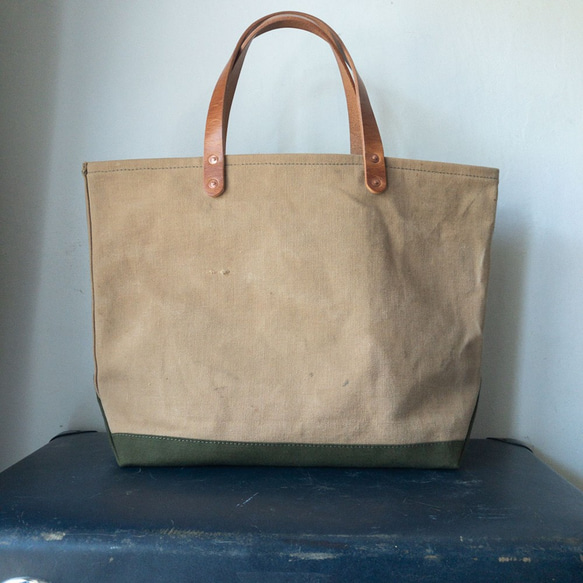 Vintage Royal Navy canvas open top tote bag735 第1張的照片