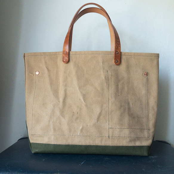 Vintage Royal Navy canvas open top tote bag735 第2張的照片