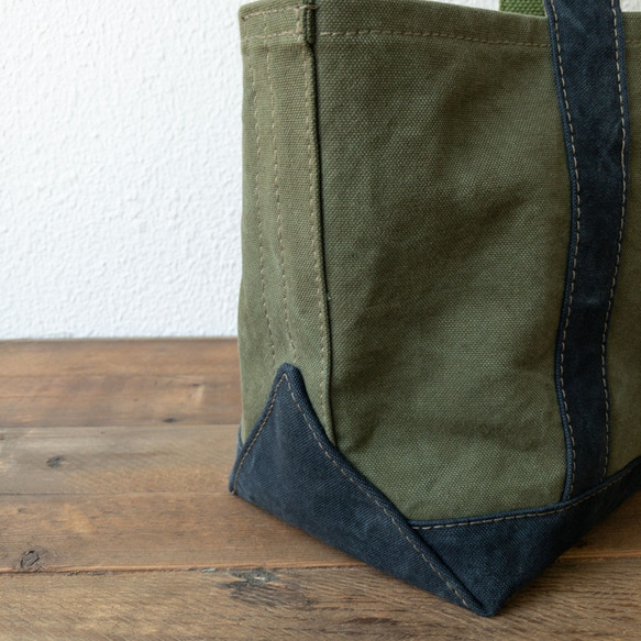 18oz Army Duck Canvas bio wash small tote bag 第4張的照片