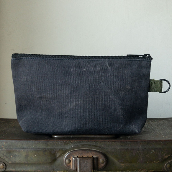 Vintage UK military canvas zip pouch (Navy Blue) 02 第2張的照片