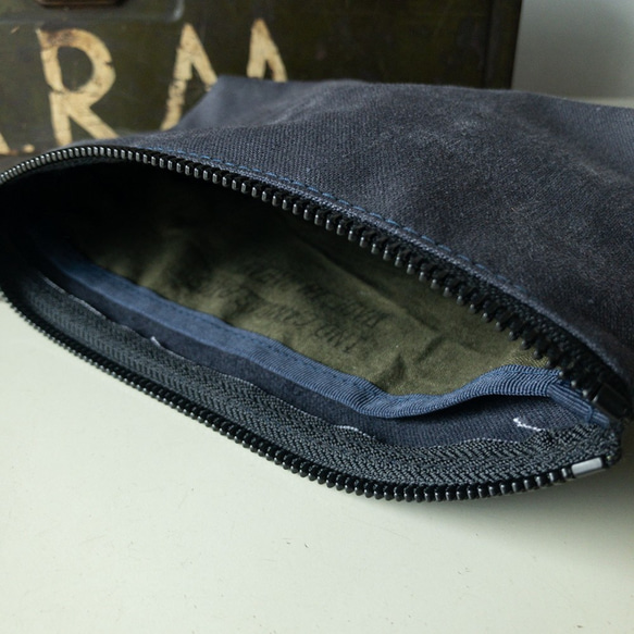 Vintage UK military canvas zip pouch (Navy Blue) 02 第3張的照片