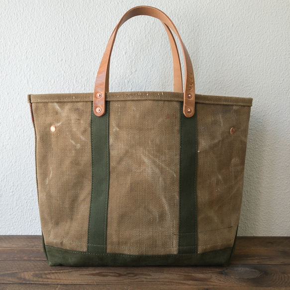 VTG Royal Navy(UK) canvas rebuild open top tote bag755 第2張的照片