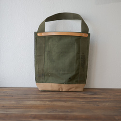 Vintage UK Army  vintage canvas open top 2way tote bag768 第3張的照片