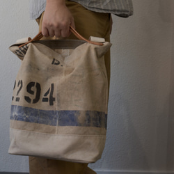 Vintage RAF canvas open top 2way tote bag769 第2張的照片