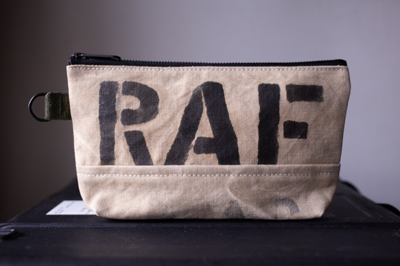 Vintage UK military canvas zip pouch 004 第1張的照片