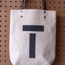 岡山縣產的9號帆布模具“ T”簡單袋IND0851，帶有可愛的彩色嵌縫（灰色） 第1張的照片