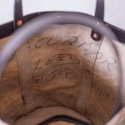 くすんだ生成りにロイヤルブルーラインが雰囲気◎1967イギリス空軍RAFキャンバス丸底トートバッグ IND0878 7枚目の画像
