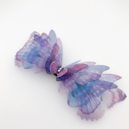 注文製作】蝶々 花火 モルフォ蝶 ヘアアクセサリー ヘアバレッタ