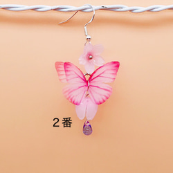 【訂單製作】幻彩蝴蝶櫻花ピアス耳環耳環防過敏塑料板 第3張的照片