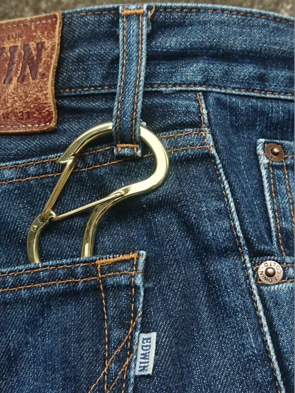 真鍮カラビナキーホルダー ポケットインver.2　2番 4枚目の画像