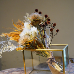 ミニスワッグ×ゴールドフレーム ガラスセット ドライフラワー スワッグ フラワーベース 花瓶 インテリア 6枚目の画像