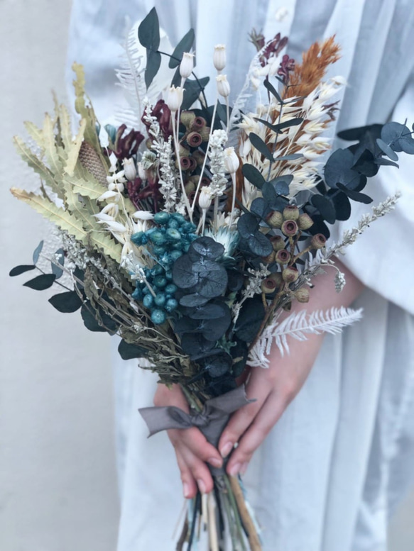 DRY BOUQUET ドライフラワー ブーケ（バンクシア×ユーカリ×ソフトイモーテル） 1枚目の画像