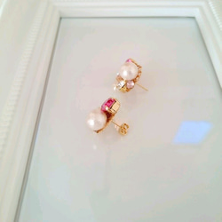 ♡cotton perl ＆swarovski pierce♡ 3枚目の画像