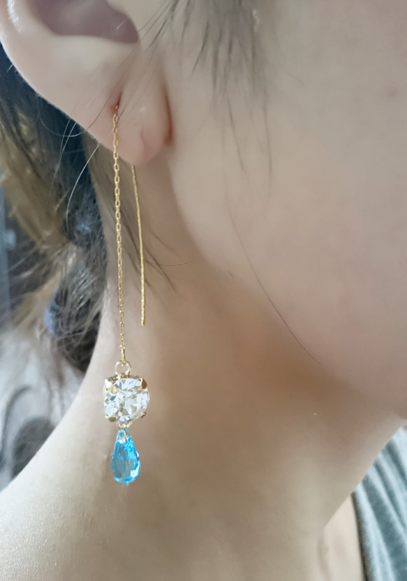 ♡*｡ﾟ揺れるスワロフスキーdrop pierce ♡*｡ﾟ 4枚目の画像