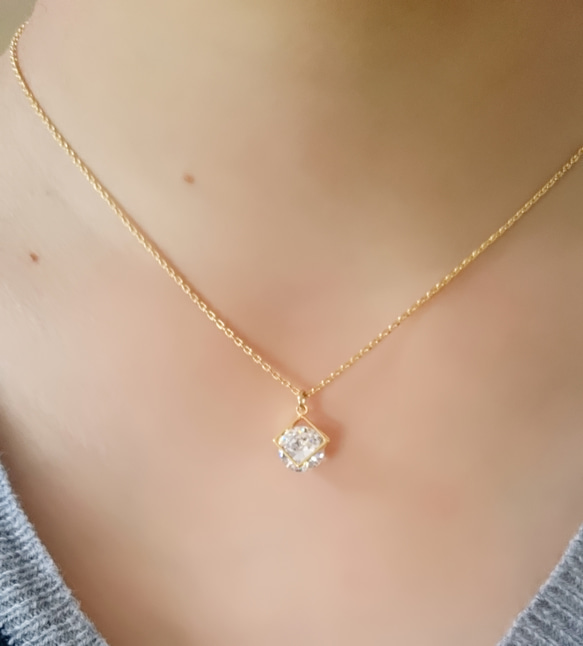 ♡キラリ輝く1粒ジルコニア necklace ♡　 2枚目の画像