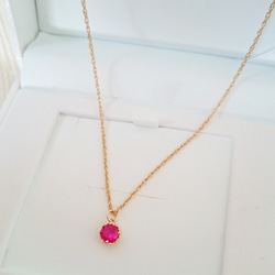 14kgf ♡ルビ-カラー gold necklace  ♡ 1枚目の画像