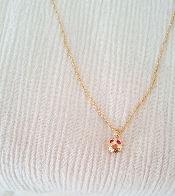 14kgf ♡ルビ-カラー gold necklace  ♡ 3枚目の画像