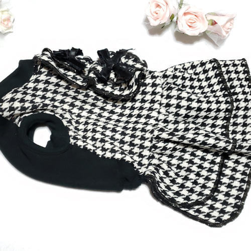 千鳥格子柄ワンピース犬服ハンドメイド