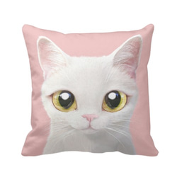 貓咪细毛绒抱枕(白貓粉色底)提供客製化訂做 第1張的照片