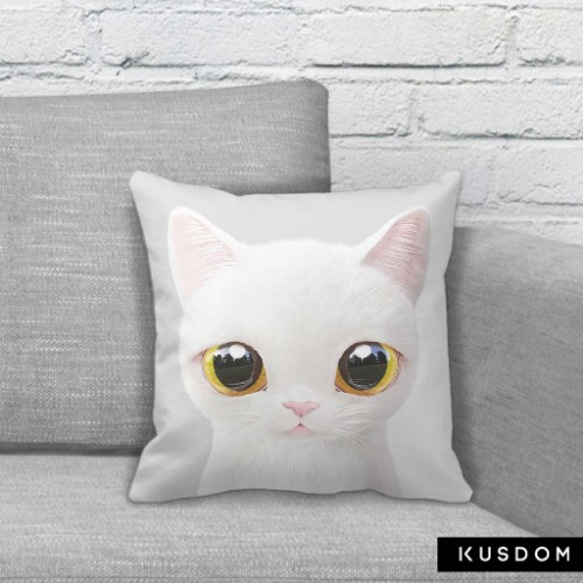 貓咪细毛绒抱枕(白貓白色底)提供客製化訂做 第2張的照片
