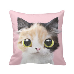 貓咪细毛绒抱枕(三色貓粉色底)提供客製化訂做 第1張的照片
