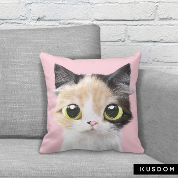 貓咪细毛绒抱枕(三色貓粉色底)提供客製化訂做 第2張的照片