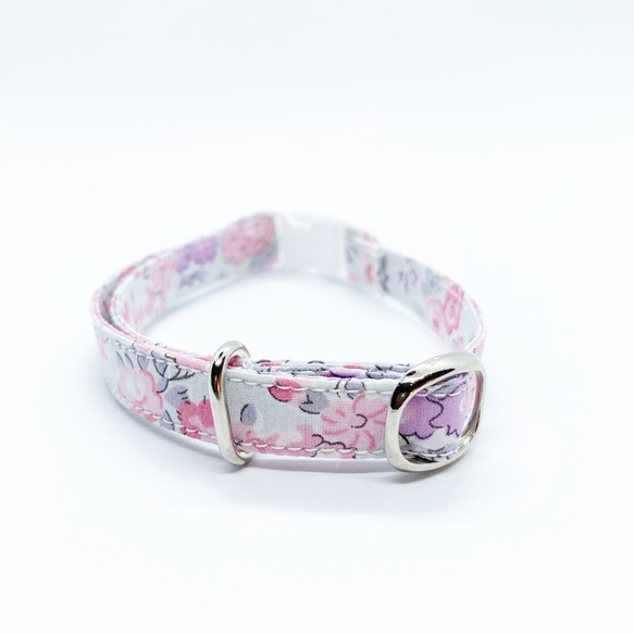 猫 犬 首輪 リバティプリント × Tatum ピンク 花柄 プレゼントにおすすめ♫ 2枚目の画像