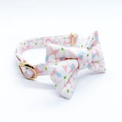 猫 犬 首輪 リバティプリント × Petal wish リボン ピンク 花柄 プレゼントにおすすめ♫ 2枚目の画像
