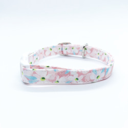 〈再販〉 猫 犬 首輪 リバティプリント × Petal wish ピンク 花柄 プレゼントにおすすめ♫ 2枚目の画像