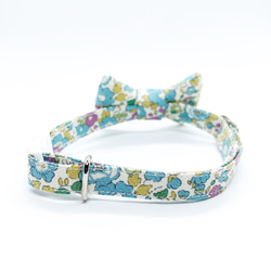 猫 犬 首輪 リバティプリント × Betsy Ann リボン ブルーグリーン 花柄 プレゼントにおすすめ♫ 3枚目の画像