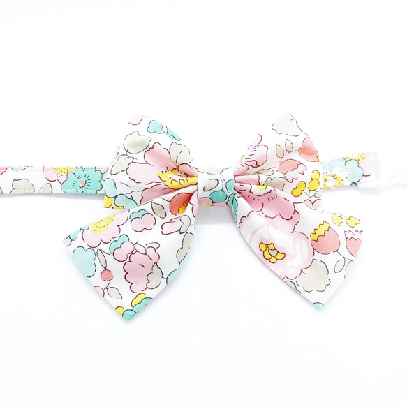 猫 犬 首輪 リバティプリント × Betsy ラージリボン ピンク 花柄 プレゼントにおすすめ♫ 4枚目の画像