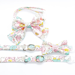 猫 犬 首輪 リバティプリント × Betsy ラージリボン ピンク 花柄 プレゼントにおすすめ♫ 5枚目の画像