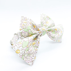 猫 犬 首輪 リバティプリント × Alice W ラージリボン ライトピンク 花柄 プレゼントにおすすめ♫ 2枚目の画像