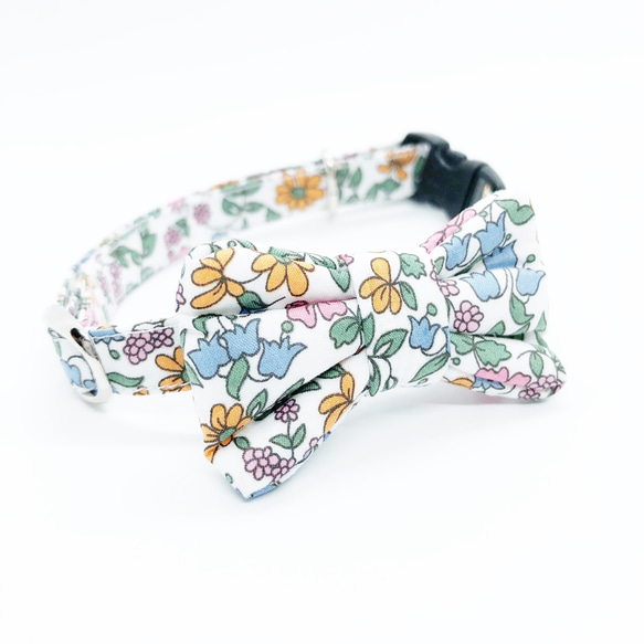 猫 犬 首輪 リバティプリント × Emilia's Bloom リボン マルチカラー 花柄 プレゼントにおすすめ♫ 2枚目の画像