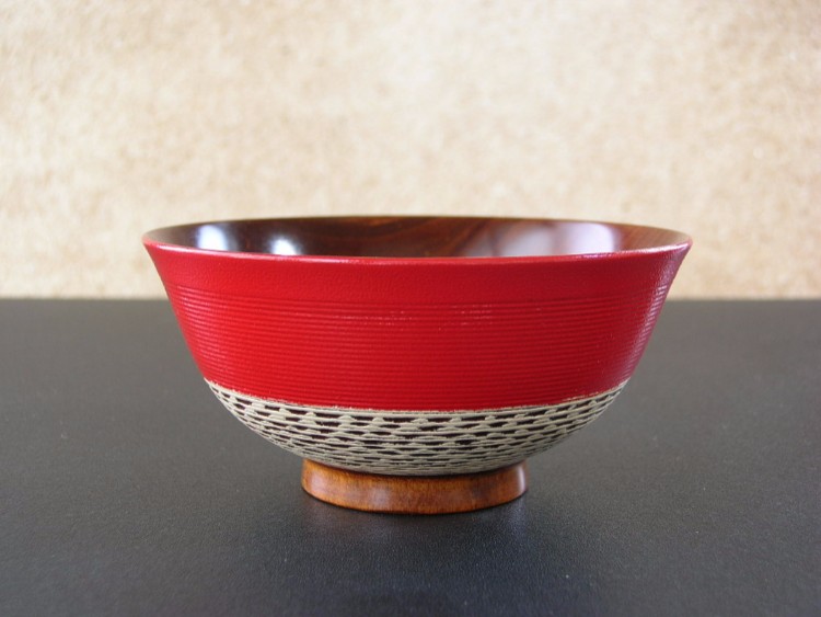 mini椀『線引・ノミ目』／赤