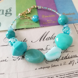 高品質•美品No:1384天然石グリーンラリマーブレスレット早い者勝ち