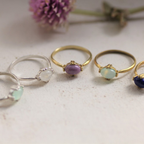 ちいさな天然石キャンディリング （シルバー925/真鍮） 指輪・リング