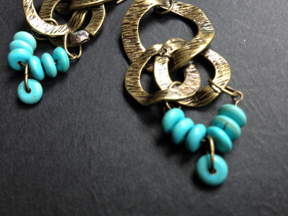 Goldmetal＊turquoiseピアス 3枚目の画像