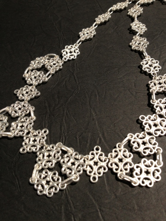 matte　silver＊design　necklace 2枚目の画像