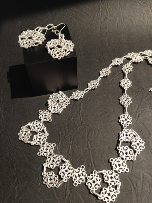 matte　silver＊design　necklace 4枚目の画像