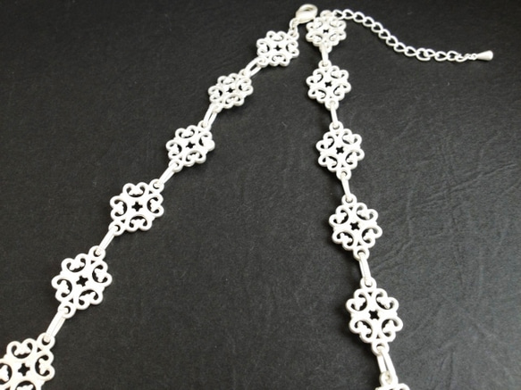 matte　silver＆パール＊design　necklace 4枚目の画像