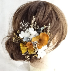 №002♡ドライフラワー＆プリザーブドフラワー髪飾り♡和装♡着物♡前