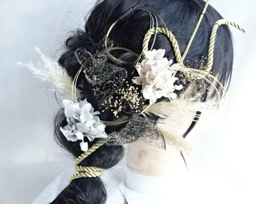 シルバー ホワイト 髪飾り 3e82bbf7e3981444fad2116ebd7e33