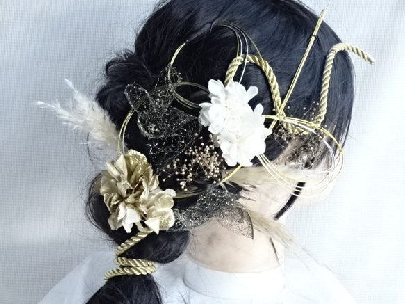 №143♡ドライフラワー髪飾り♡水引♡紐アレンジ♡成人式♡ №143♡ドライフラワー髪飾り♡水引♡紐アレンジ♡成人式♡