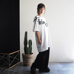 【再販】ビッグシルエットTシャツ(twincow柄)White×Black 2枚目の画像